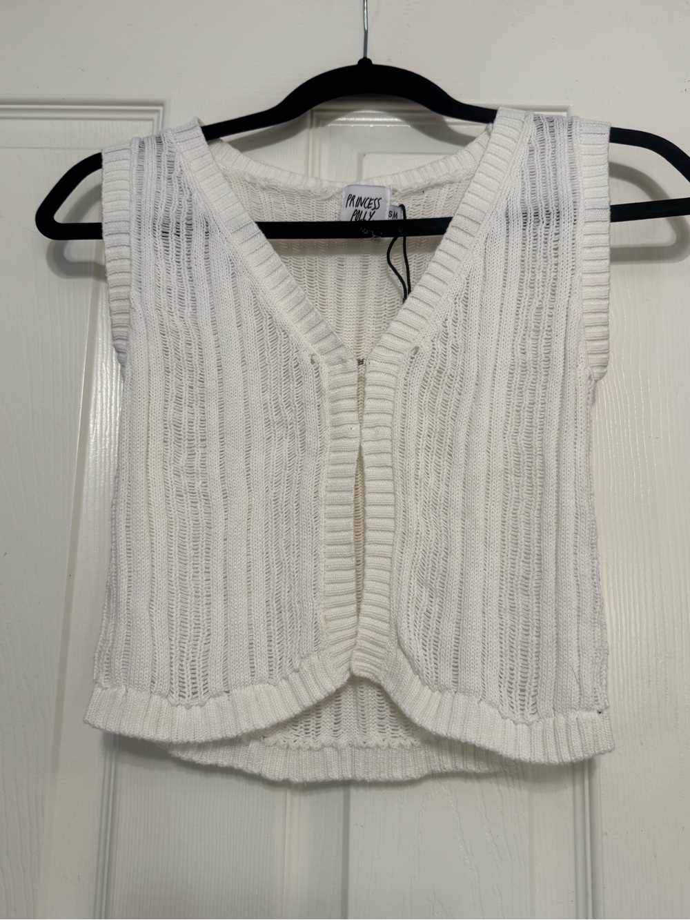 Princess Polly White Open-Knit Sleeveless Vest